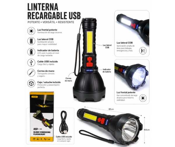 Linterna LED 10W Recargable