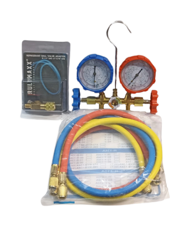Manifold de Refrigeración con Visor + Adaptador R410a con llave de paso