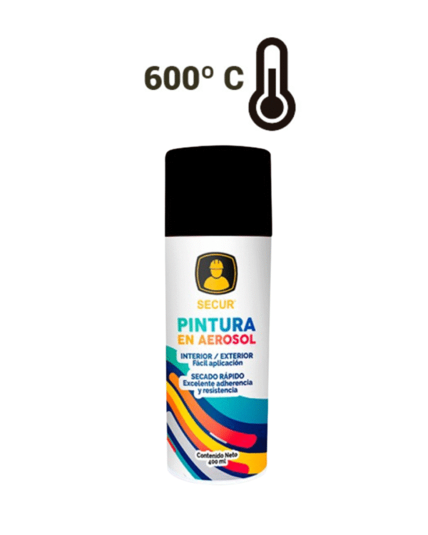 Pintura en Aerosol ALTA TEMPERATURA NEGRO SECUR