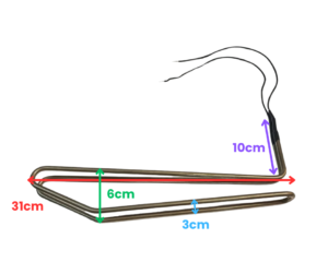 resistencia medidas Resistencia Blindada Doble para Heladera 160W - 31 cms de largo
