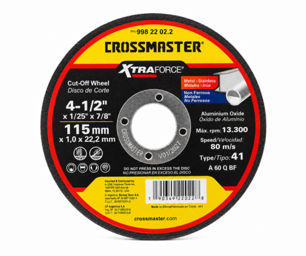 Disco de Corte Metal 4.1/2" CROSSMASTER
