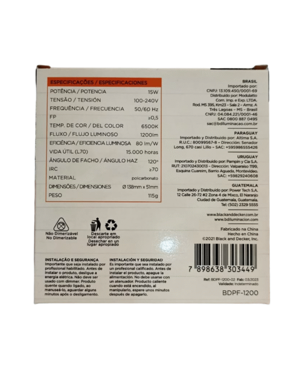 Luminaria tipo Tortuga Redonda 15W LUZ FRIA