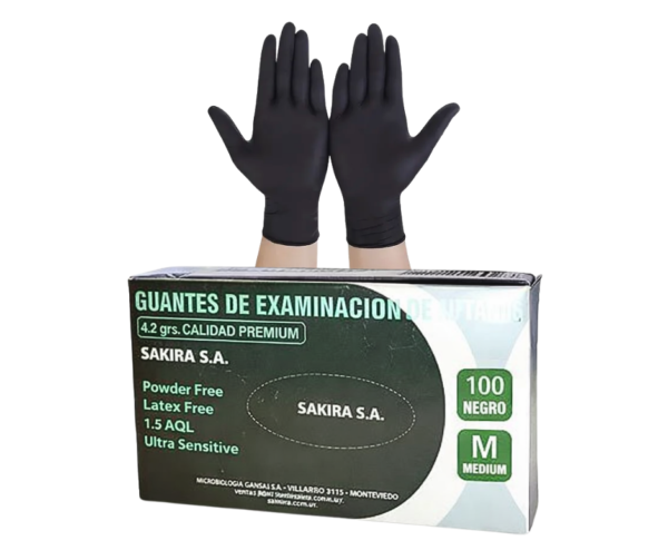 Caja de Guantes de Nitrilo Negros TALLE: M (100 UNIDADES)