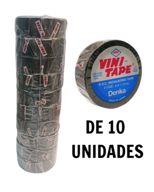 vinitapeNEGRA10uds Cinta Aisladora VINI-TAPE Negra (10 UNIDADES)