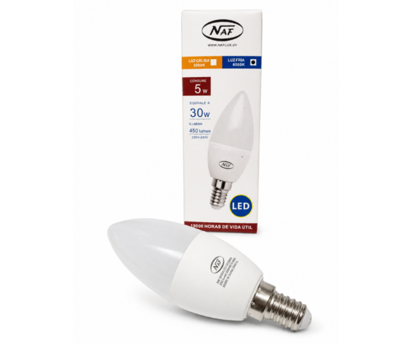 Lampara LED Vela E14 5W Fria Lampara LED Vela E14 5W Fria