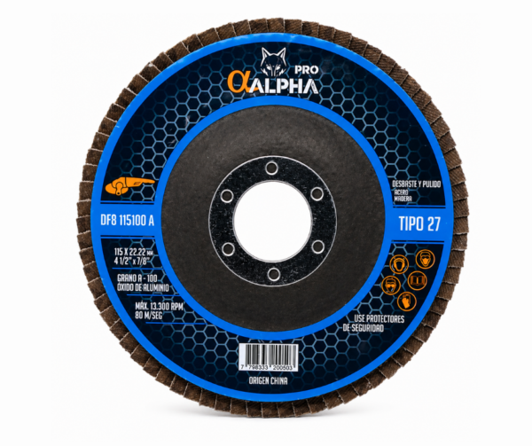 Disco Flap 4.1/2" Multilaminas Grano 100 ALPHA PRO
