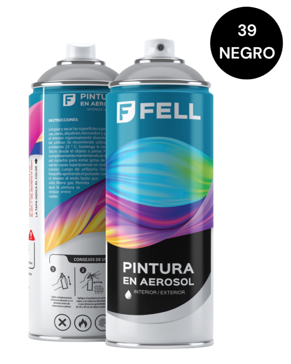 Pintura en Aerosol NEGRO BRILLANTE FELL