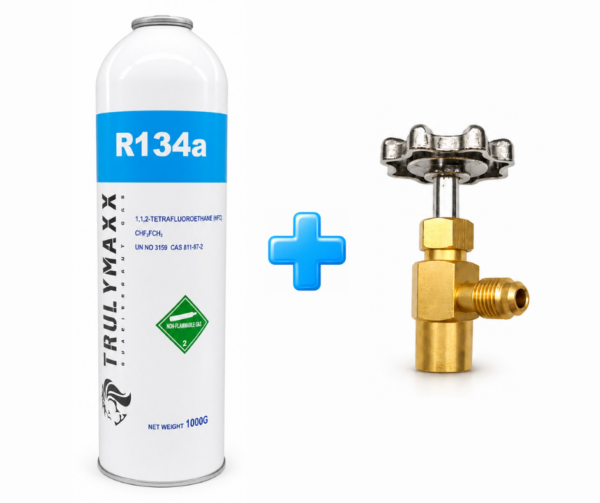 Refrigerante R134A en LATA de 1Kg + VALVULA