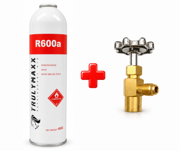 lata de r600a + valvula Refrigerante R600A en LATA de 400g + VALVULA