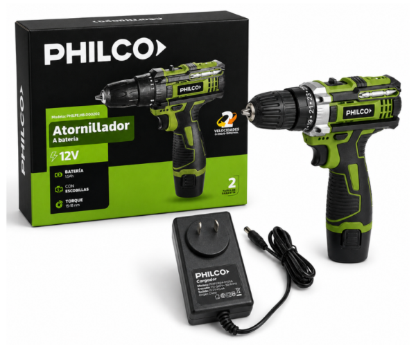 Atornillador a Batería de 12V con Percutor PHILCO