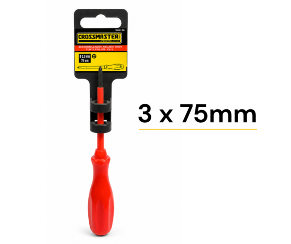 Destornillador Phillips Aislado 3 x 75mm CROSSMASTER Destornillador Perillero Phillips Aislado PH0 x 75mm CROSSMASTER