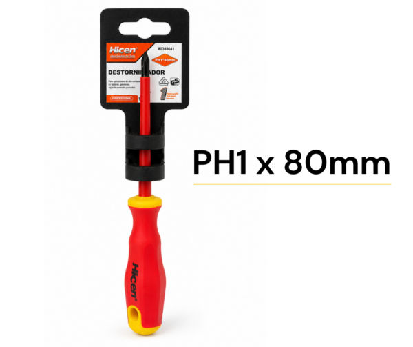 Destornillador Phillips Aislado PH1 x 80mm HICEN