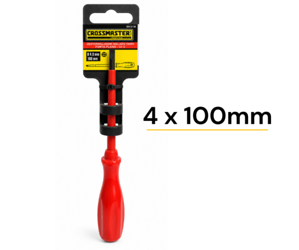 Destornillador Punta Plana Aislado 4 x 100mm CROSSMASTER Destornillador Paleta Aislado 4 x 100mm CROSSMASTER