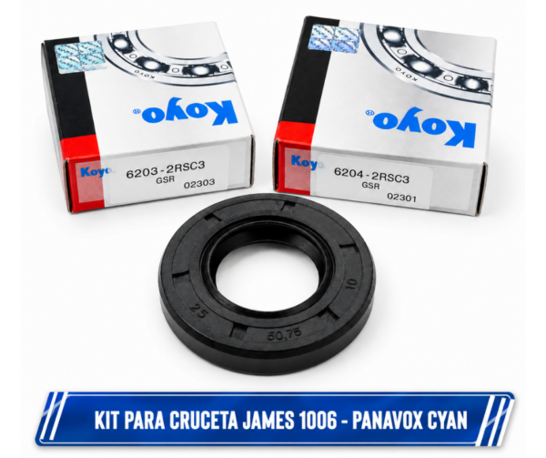 Kit de Rulemanes y Reten para Cruceta JAMES 1006 - PANAVOX CYAN