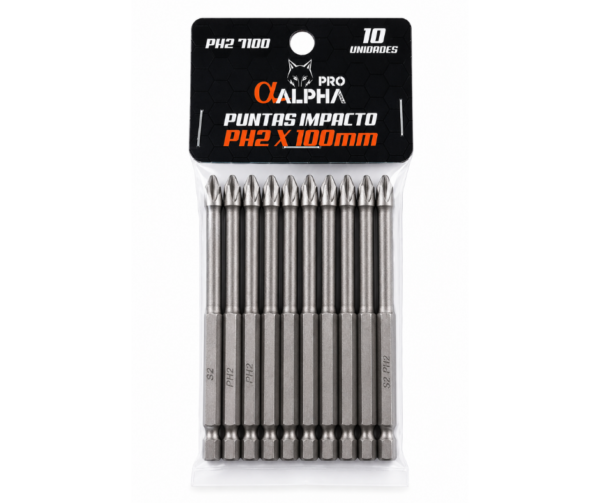 Puntas de Impacto PH2 x 100mm ALPHA PRO (10 UNIDADES)