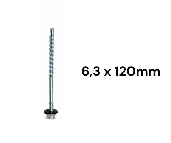 Tornillo Punta Mecha 6,3 x 120mm Cabeza Hexagonal (POR UNIDAD)